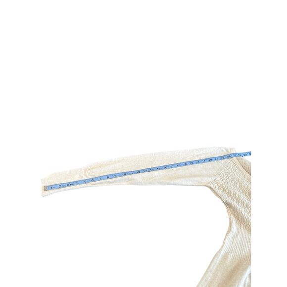 Prana Zora Cable Knit Cream Crew Neck Granola Girl Sweater Dress Size Small - Picture 13 of 14